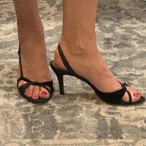Arturo Chiang Black Satin Strappy 3” Heel
